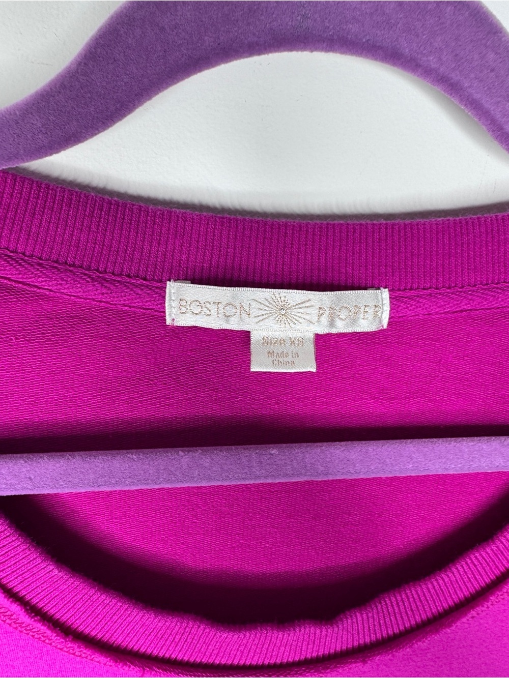 Boston Proper Magenta Fuschia Long-Sleeve Scoop Neck Top - Picture 3 of 5
